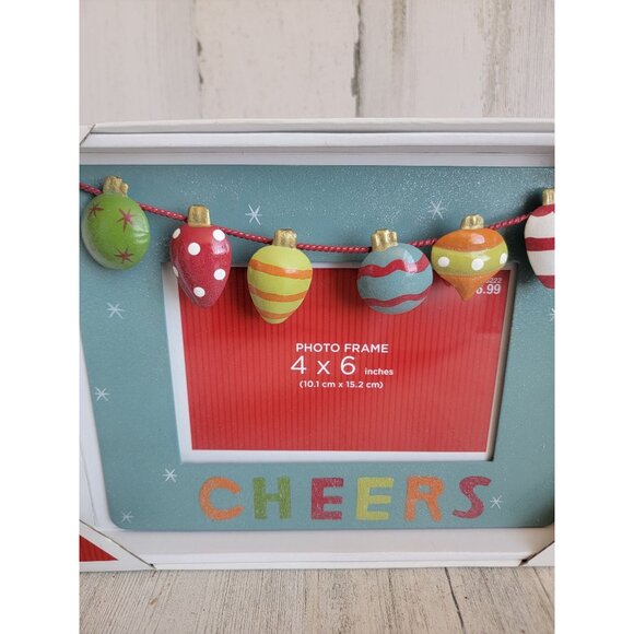Holiday Xmas 4x6 photo frame cheers string light bulb - Picture 3 of 6